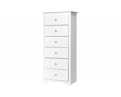 FaFurn Modern 6 Drawer Tall Wood Dresser Chest - White