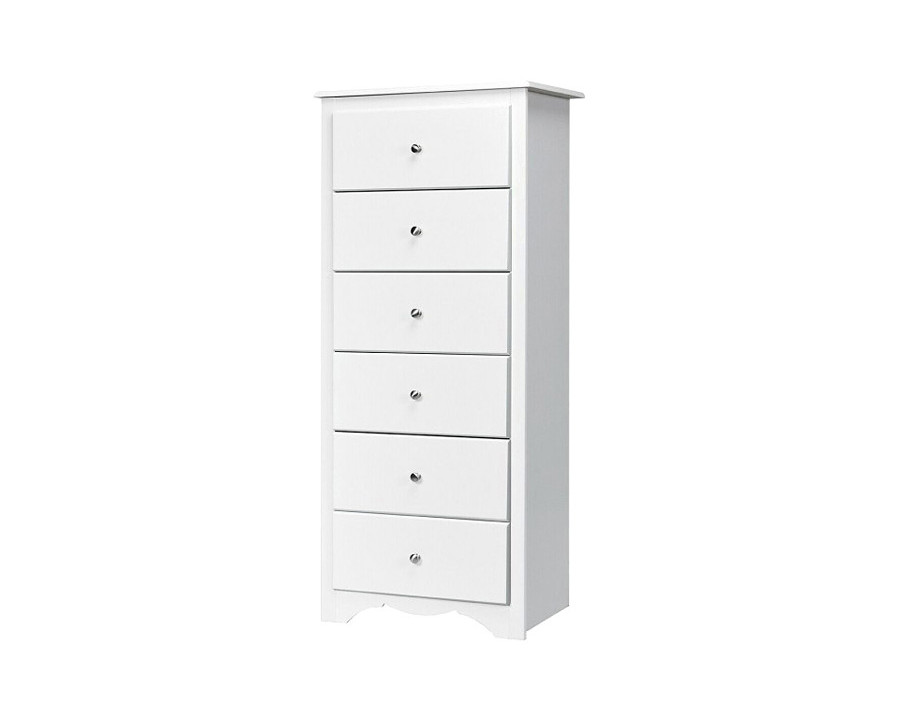 FaFurn Modern 6 Drawer Tall Wood Dresser Chest - White