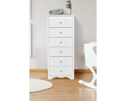 FaFurn Modern 6 Drawer Tall Wood Dresser Chest - White