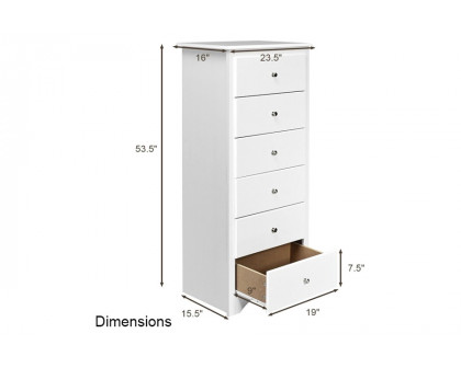 FaFurn Modern 6 Drawer Tall Wood Dresser Chest - White