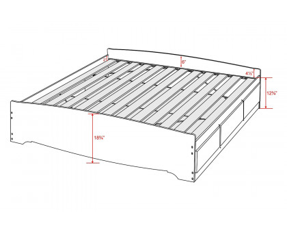 FaFurn - King Size Modern Espresso Platform Bed Frame with 6 Storage Drawers