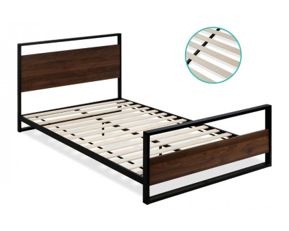 FaFurn™ - Modern Farmhome Queen Low Profile Metal Wood Platform Bed