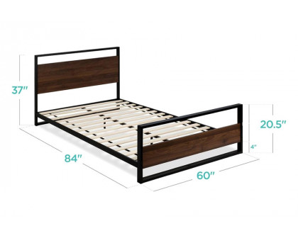 FaFurn™ - Modern Farmhome Queen Low Profile Metal Wood Platform Bed