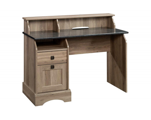 FaFurn - Rustic Oak Slat Top Computer Desk with Filing Cabinet