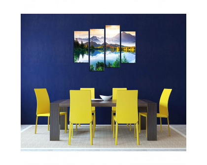 FaFurn - 4-Panel Wall Art Painting Print in Mountain Forest Lake