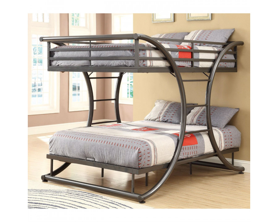 FaFurn - Modern Full Size Bunk Bed in Gunmetal, Metal