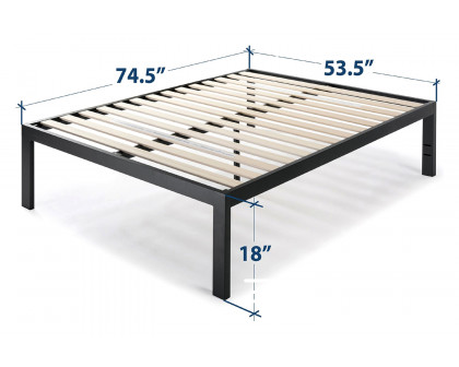 FaFurn 18-Inch Easy Assemble Metal Platform Bed Frame Wooden Slats - Full Size