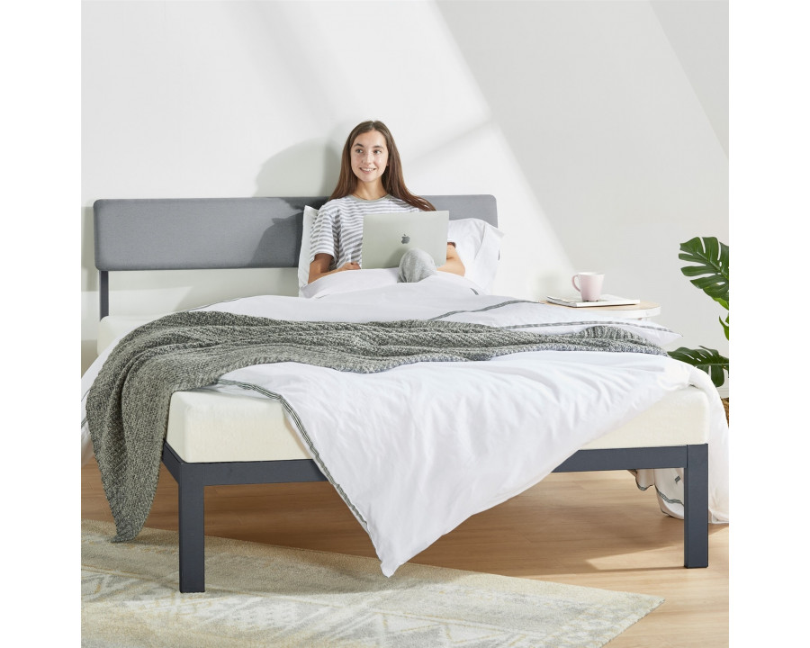 FaFurn - Full Size Platform Bed Frame in Gray, Metal/Fabric