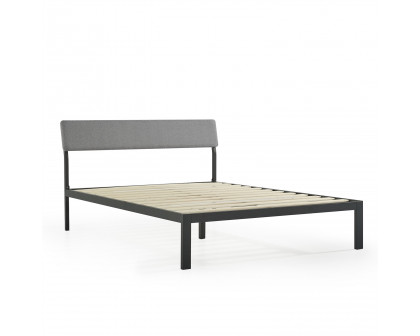 FaFurn - Full Size Platform Bed Frame in Gray, Metal/Fabric