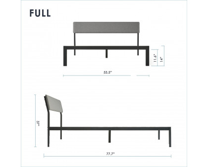 FaFurn - Full Size Platform Bed Frame in Gray, Metal/Fabric