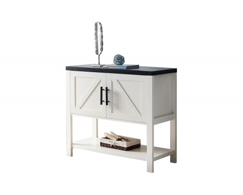 FaFurn Modern 2 Drawer Wooden Storage Console Table - White/Black