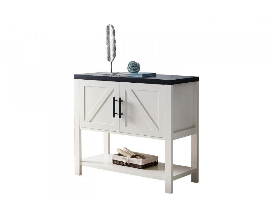 FaFurn Modern 2 Drawer Wooden Storage Console Table - White/Black