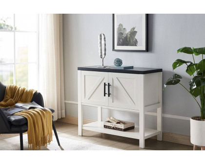 FaFurn Modern 2 Drawer Wooden Storage Console Table - White/Black