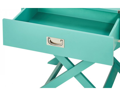 FaFurn 1-Drawer End Table/Nightstand with Modern Classic X Style Legs - Turquoise