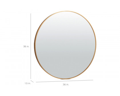 FaFurn 36-Inch Round Bathroom Vanity Wall Mirror Frame - Matte Gold