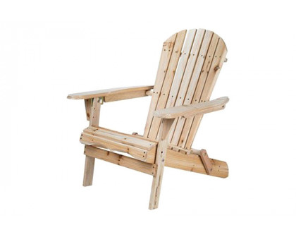 FaFurn - Folding Adirondack Chair For Patio Garden in Natural Wood Finish