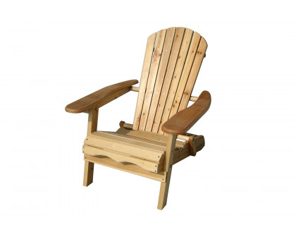 FaFurn - Folding Adirondack Chair For Patio Garden in Natural Wood Finish