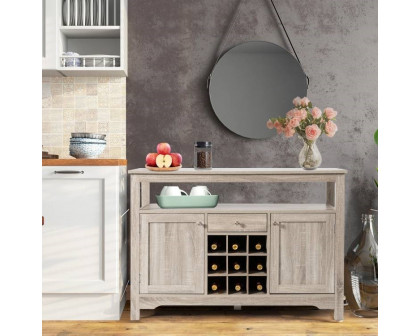 FaFurn Sideboard Buffet with Wine Rack and Storage Shelf - Gray, Wood