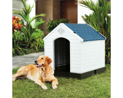 FaFurn - Medium Dog House in Blue/White, Plastic