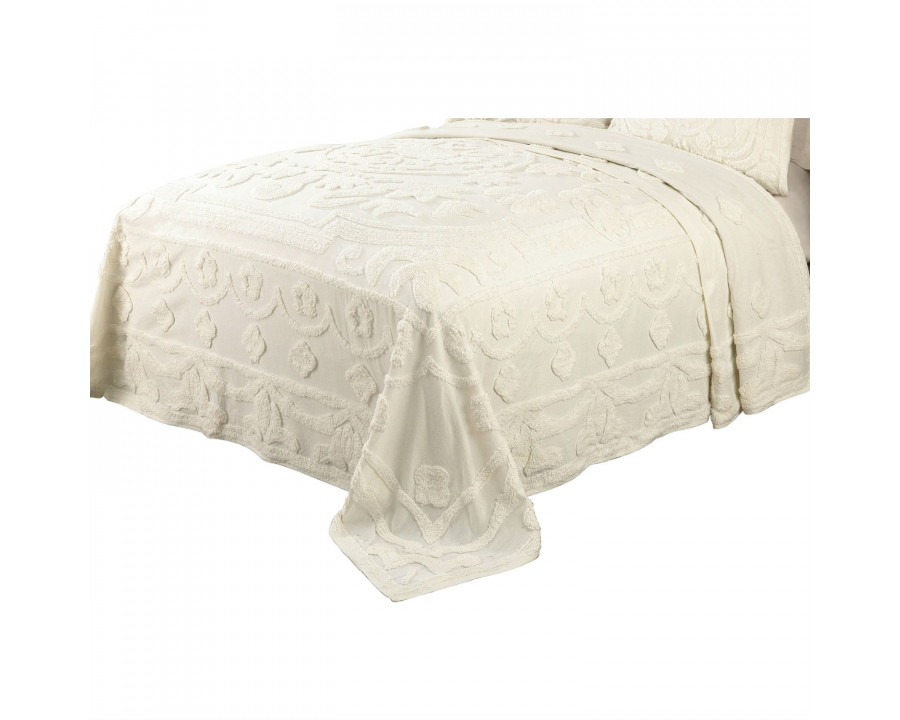 FaFurn - King Size Bedspread Set in Ivory/Beige, Cotton