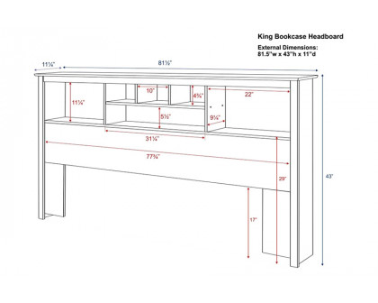 FaFurn King Size Bookcase Headboard Wood Finish - Espresso
