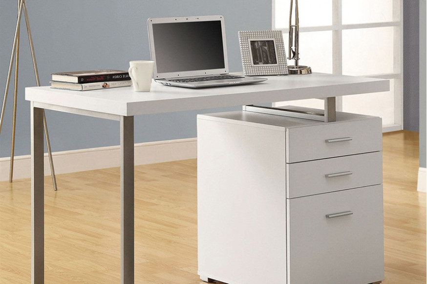 FaFurn™ Modern Left Or Right Facing Home Office Computer Desk with File Drawers - White