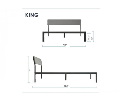 FaFurn Soft Fabric Metal Headboard Platform Bed Wooden Slats - King Size