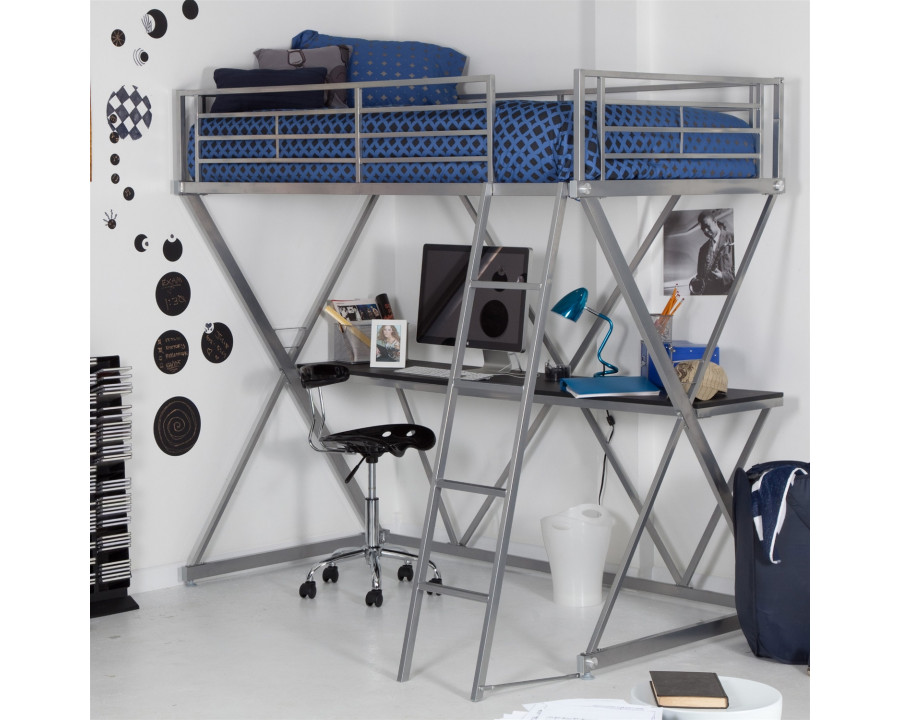 FaFurn - Modern Bunk Bed with Desk and Ladder