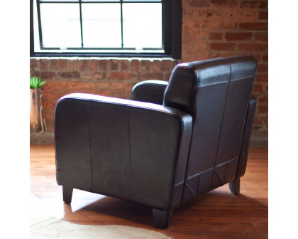 FaFurn - Club Chair with Wood Frame and Legs in Dark Brown, Leather