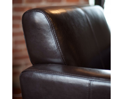 FaFurn - Club Chair with Wood Frame and Legs in Dark Brown, Leather