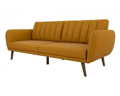 FaFurn - Convertible Sofa Bed with Mid-Century Style Wooden Legs in Brown, Linen/Futon