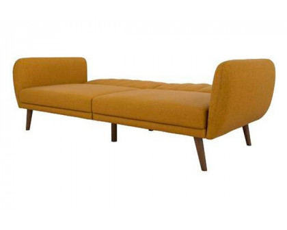 FaFurn - Convertible Sofa Bed with Mid-Century Style Wooden Legs in Brown, Linen/Futon