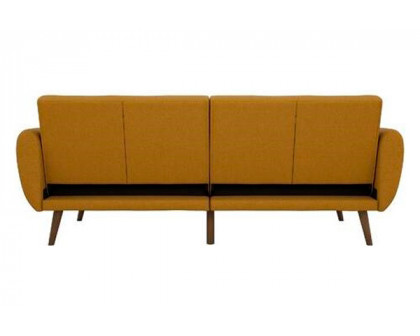 FaFurn - Convertible Sofa Bed with Mid-Century Style Wooden Legs in Brown, Linen/Futon