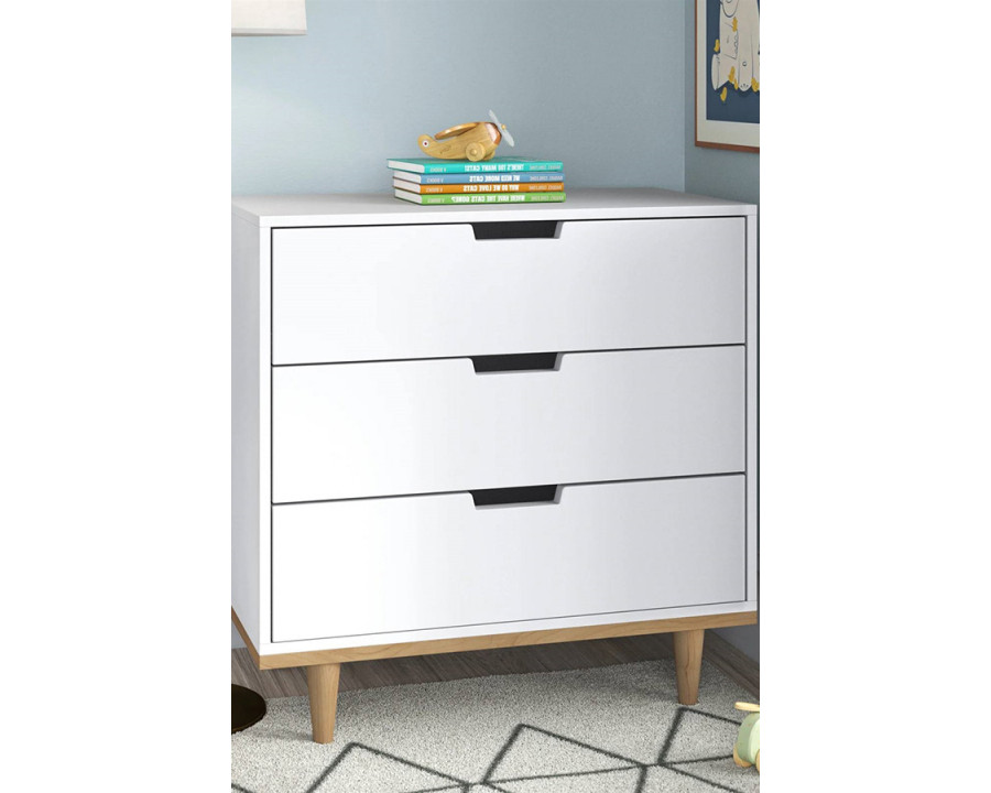 FaFurn - Modern Mid-Century Style 3-Drawer Dresser Chest in Wood Finish