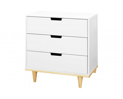 FaFurn Modern Mid-Century Style 3-Drawer Dresser Chest in Wood Finish - White/Natural