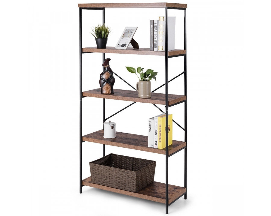 FaFurn - Industrial 5-Tier Bookcase in Metal/Wood