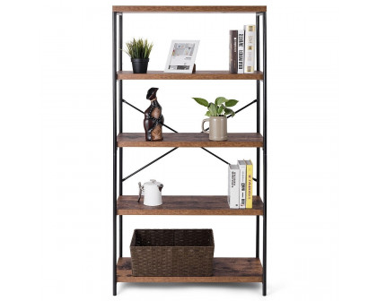 FaFurn - Industrial 5-Tier Bookcase in Metal/Wood