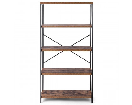 FaFurn - Industrial 5-Tier Bookcase in Metal/Wood