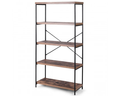 FaFurn - Industrial 5-Tier Bookcase in Metal/Wood