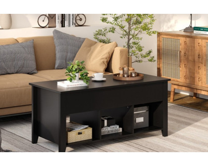 FaFurn™ Farmhouse Wooden Lift Top Coffee Table - Black