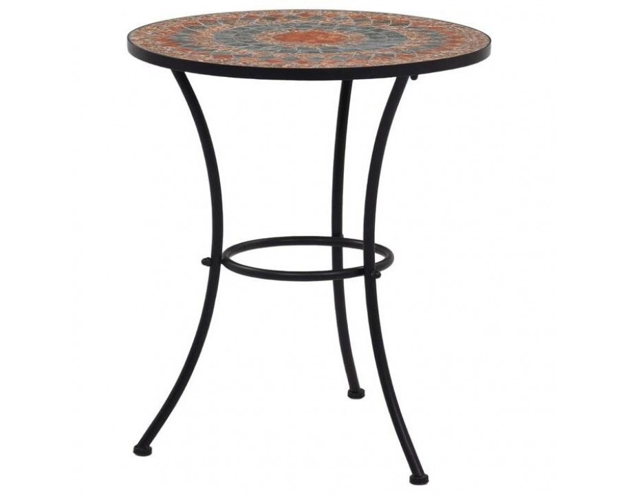 FaFurn - Outdoor Mosaic Round Bistro Table in Gray/Orange