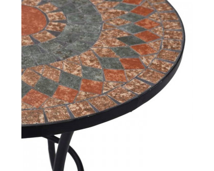 FaFurn - Outdoor Mosaic Round Bistro Table in Gray/Orange