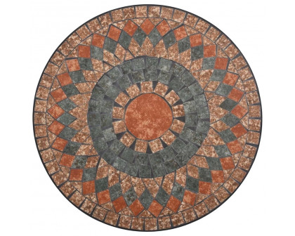 FaFurn - Outdoor Mosaic Round Bistro Table in Gray/Orange