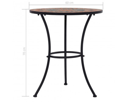 FaFurn - Outdoor Mosaic Round Bistro Table in Gray/Orange