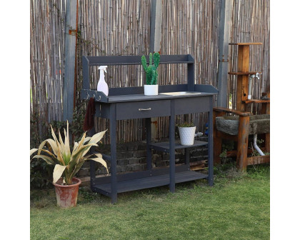 FaFurn - Outdoor Garden Potting Bench Table with Removeable Sink in Gray, Wood