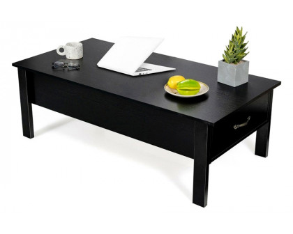 FaFurn - Modern Black Wooden Lift Top Coffee Table with 2 Side Drawers