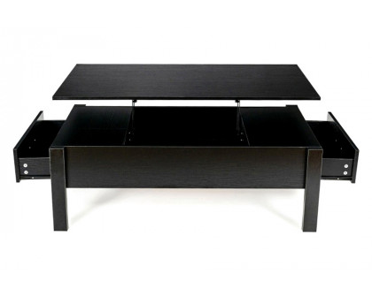 FaFurn - Modern Black Wooden Lift Top Coffee Table with 2 Side Drawers