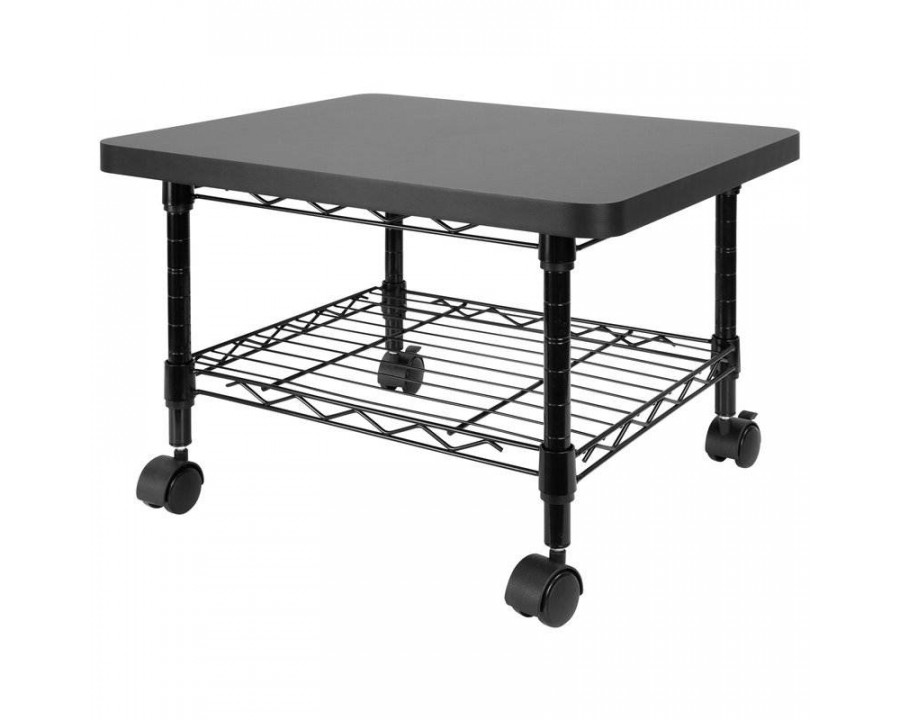 FaFurn - 2-Tier Printer Stand with Casters in Black, Metal