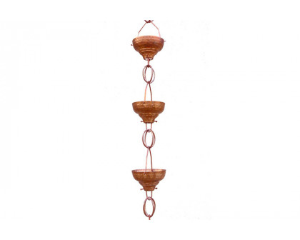 FaFurn - Pure Copper 8.5-Ft Rain Chain with 13 Hammered Funnel Shape Cups