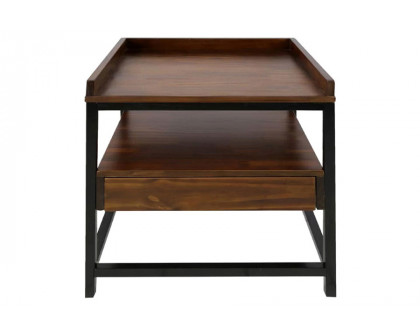 FaFurn - Modern Solid Wood 1-Drawer End Table Nightstand in Mocha Brown and Black Finish